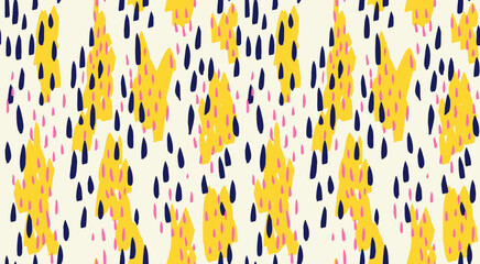 Hand drawn sketch abstract organic shapes seamless pattern. Unique spotted print. Vector colorful background. Contemporary minimalist ornament