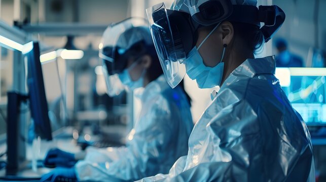 Engineers Optimizing Manufacturing Processes with Virtual Twins and Modern Technology