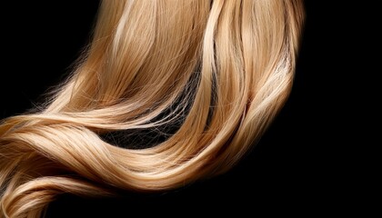 Fototapeta premium Curly Blonde Hair Close-up isolated on black background. Generative AI.