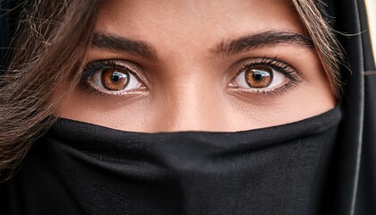 Naklejka premium Eyes of a girl in a burqa, close-up