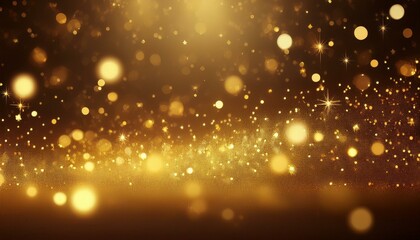 Golden Christmas particles and sprinkles for a holiday event. Background with sparkles and glitters