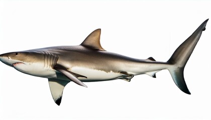 Obraz premium Great shark photo cut out and isolated on white background.