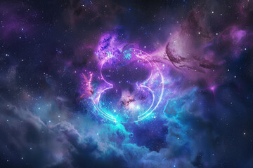 Astrological composition with empty starry sky for zodiac sign symbol