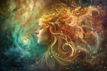 Obraz premium Astrological composition with concept of Virgo zodiac sign symbol