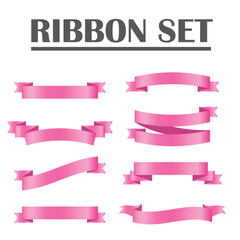 Pink shiny ribbon vector banners set of ribbon label pink bow curly ribbon wavy wavy ribbon