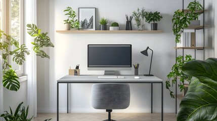 Streamlined and Efficient Home Office with Scandinavian Influences