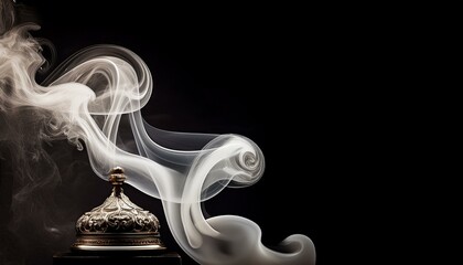 Product Showcase. Classic charm on black background. Abstract white smoke texture on vintage backdrop