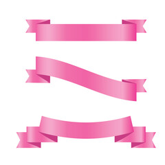 Pink shiny ribbon vector banners set of ribbon label pink bow curly ribbon wavy wavy ribbon