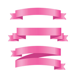 Pink shiny ribbon vector banners set of ribbon label pink bow curly ribbon wavy wavy ribbon