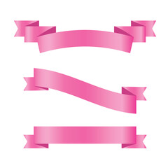Pink shiny ribbon vector banners set of ribbon label pink bow curly ribbon wavy wavy ribbon