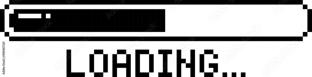Fototapete retro game 8bit pixel art loading process progress counter bar computer battery download, flat png t