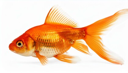 Fototapeta premium single goldfish seen from the side isolated on a white background