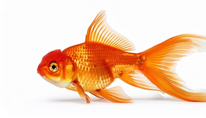 Fototapeta premium single goldfish seen from the side isolated on a white background