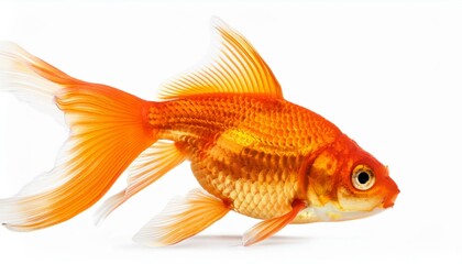 Fototapeta premium single goldfish seen from the side isolated on a white background