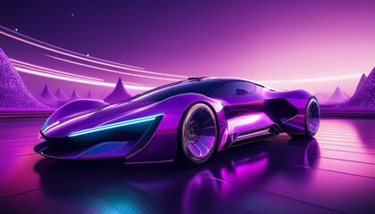 Naklejka premium Sleek hypercar from the distant future. Purple or violet colors