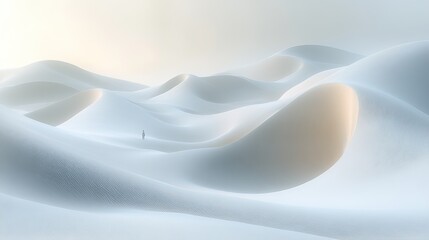Fototapeta premium a serene photograph capturing the gentle curves of sand dunes bathed in a soft aesthetic color palette evoking a sense of calm in a tranquil desert landscape.illustration