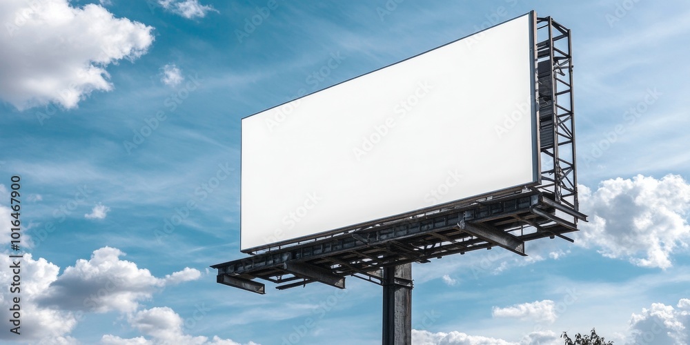 Wall mural sleek advertisement sign with a polished border on a white backdrop, positioned to allow ample centr