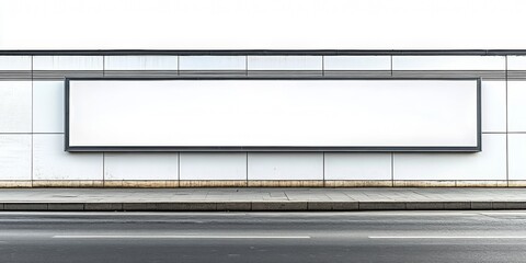 Sleek advertisement sign, large format, modern border design, white background, positioned for optimal text placement, eye-catching and professional