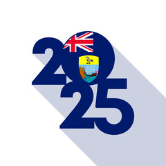 2025 banner with Saint Helena, Ascension and Tristan da Cunha flag inside.