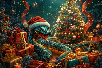 Obraz premium Beautiful greeting card with holiday composition for happy and joy celebrate New Year