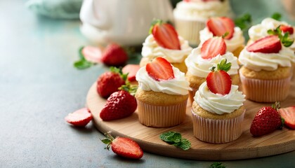 Vanilla cupcakes with strawberry frosting cottage cheese cream