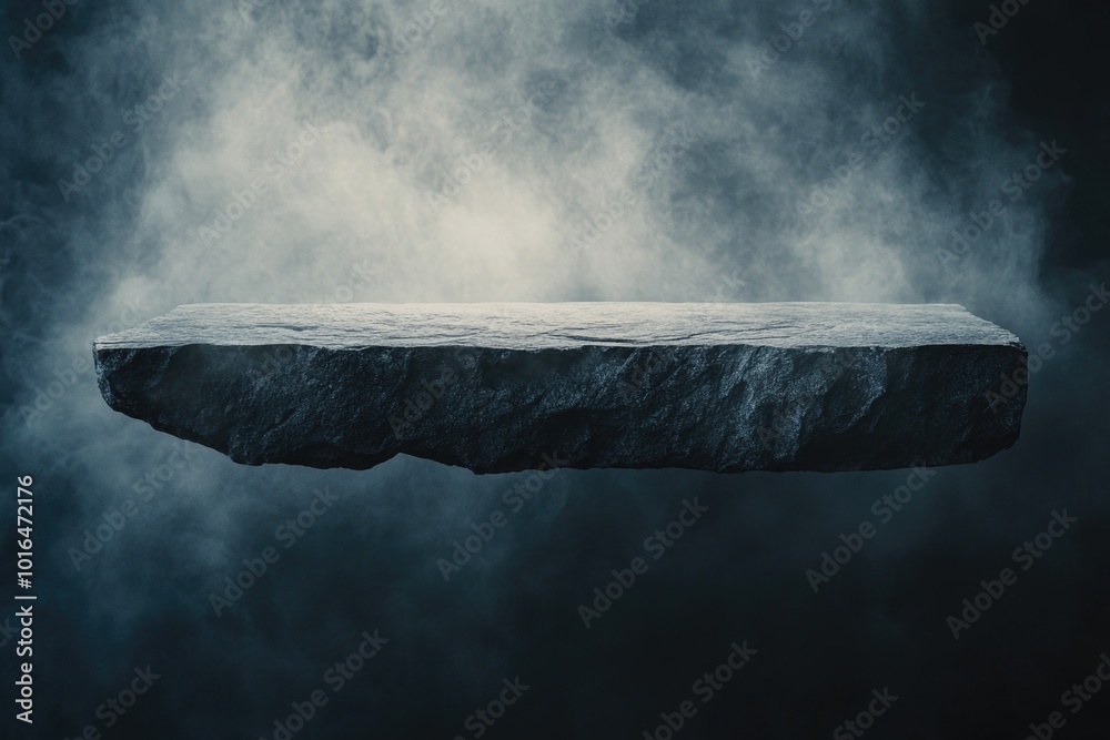 Poster a large piece of ice floating in the air.