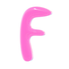 F letter cute 3d jelly pink alphabet illustration
