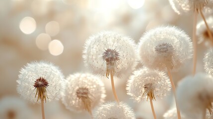 a tranquil and minimalist dandelion fluff background in a vertical format featuring soft beige tones perfect for creating serene and stylish social media posts,a natural aesthetic.illustration