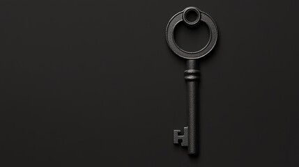A black skeleton key against a black background.