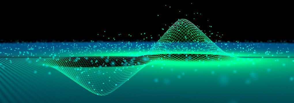 Waves in a digital grid with particles - atomic energy model	