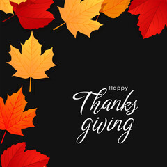 Happy thanksgiving background with typography design. Thanksgiving banner, card, poster template. Vector illustration
