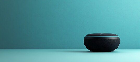 A wireless speaker floating on a clean surface with open space for product highlights