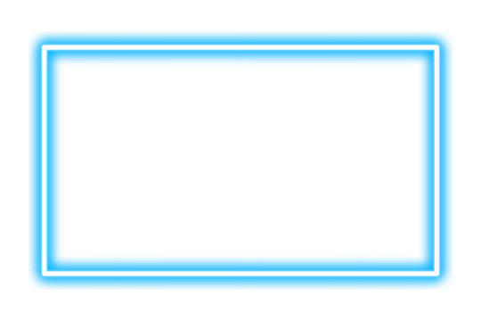 Rectangle Neon blue frame isolated on transparent background. 