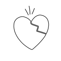 hand drawn broken heart icon