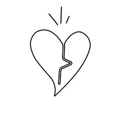 hand drawn broken heart icon