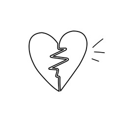 hand drawn broken heart icon