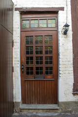 Old wooden house door in German small town, Wachtendonk