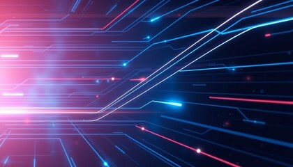Abstract Digital Lines and Lights in Motion