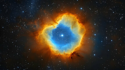 A Cosmic Eye Gazes Outward from the Nebula's Heart, Surrounded by a Starry Night Sky