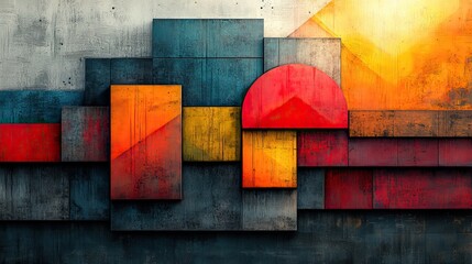 abstract art,vibrant colors and geometric shapes reflecting consumer behavior and decision making processes.stock image