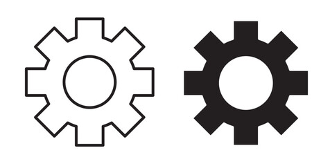 Settings icons. Vector set in filled and line style.