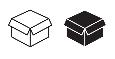 Box icons. Vector set in filled and line style.