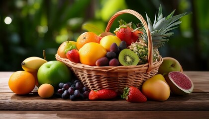 Basket full of fresh fruit
