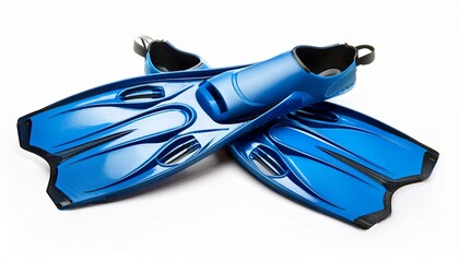 Blue flippers on white background