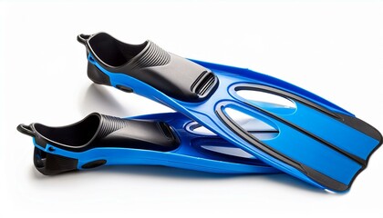 Blue flippers on white background