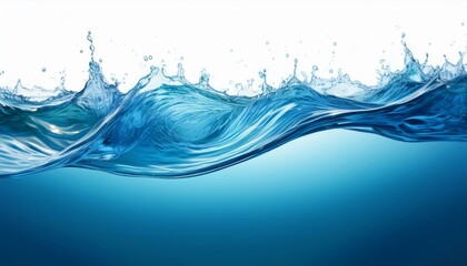 Blue water split line on white background