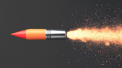 Fototapeta premium A vibrant rocket emits colorful sparks as it launches against a dark background, symbolizing energy and innovation.