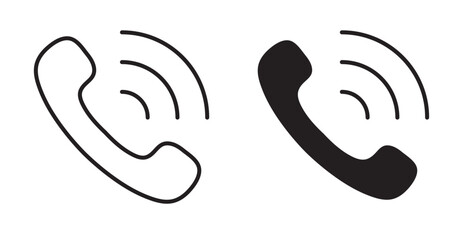 Phone call icons. Vector set in filled and line style.