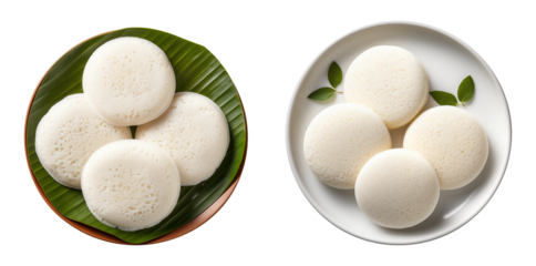 Traditional South Indian Idli Served on Banana Leaf