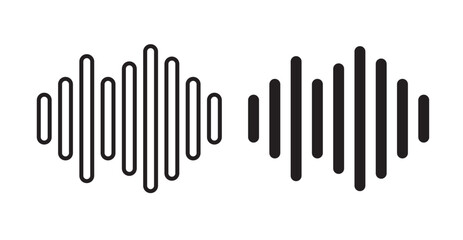 Audio icons. Vector set in filled and line style.